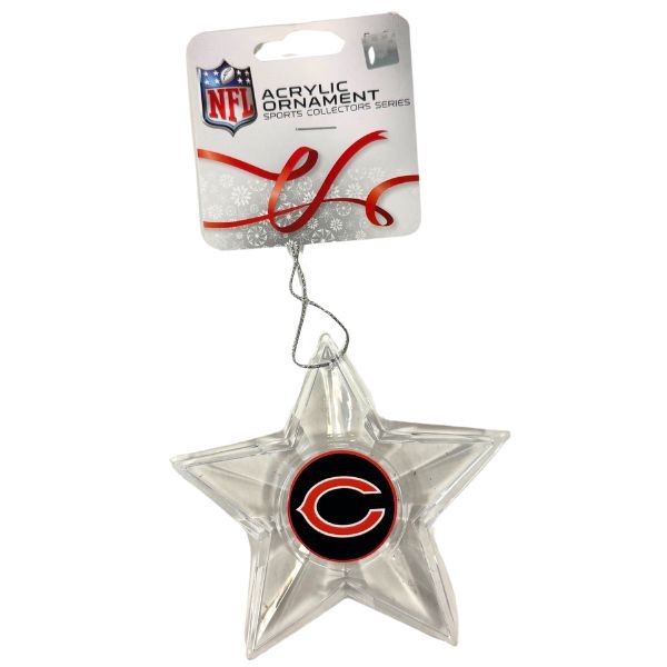 Chicago Bears Ornaments - Acrylic Star Style - 6 For $18.00 - Wholesale Chicago Bears Products - Bears Merchandise