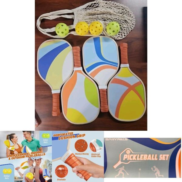 Pickleball Set - #AVMT - Includes 4Paddles, 4Balls and Carrying Bag - 3 Sets For $45.00