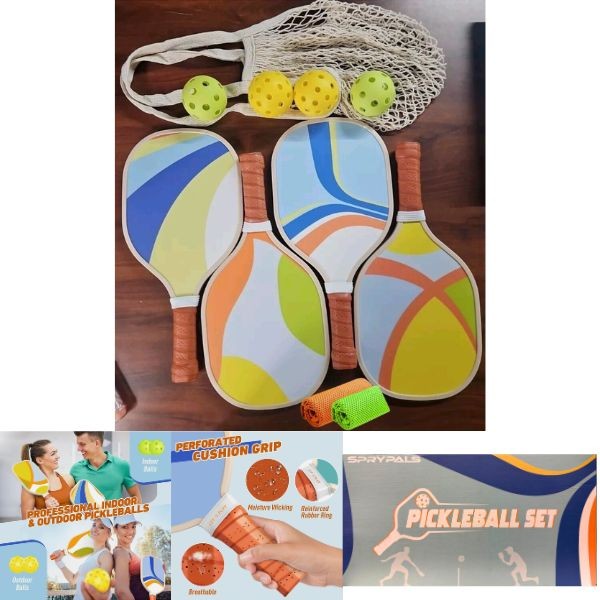 Pickleball Set - #TX77 - Includes 4Paddles, 4Balls, 4Sport Towels and Carrying Bag - 3 Sets For $45.00