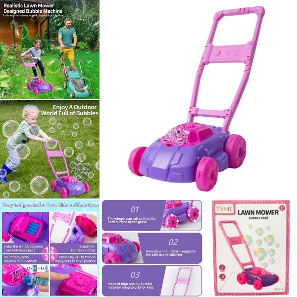 Temi Toys - The Bubble Blower Mower - #B15 - Batteries Not Included - Pink/Purple - 4 For $30.00