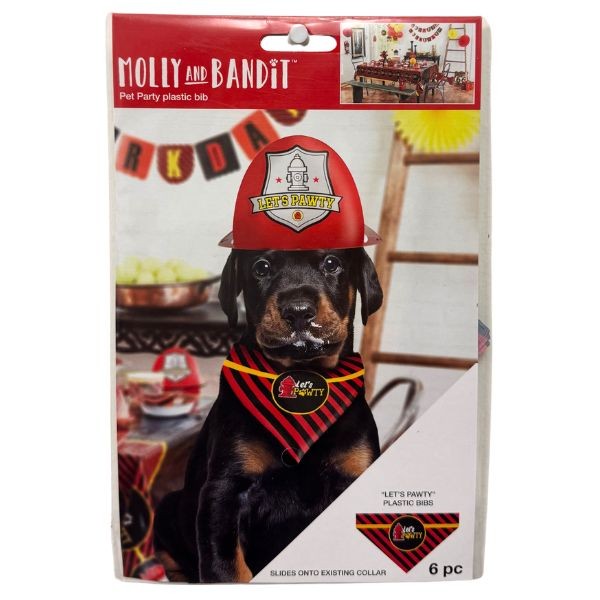 Molly & Bandit Designs - 6PC Set - Pet Party Plastic Bibs - 24 Sets For $18.00