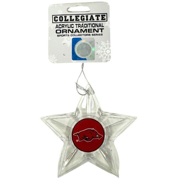 Arkansas Razorbacks Ornaments - Acrylic Star Style - Team Ornaments - 6 For $21.00 - Arkansas Razorbacks