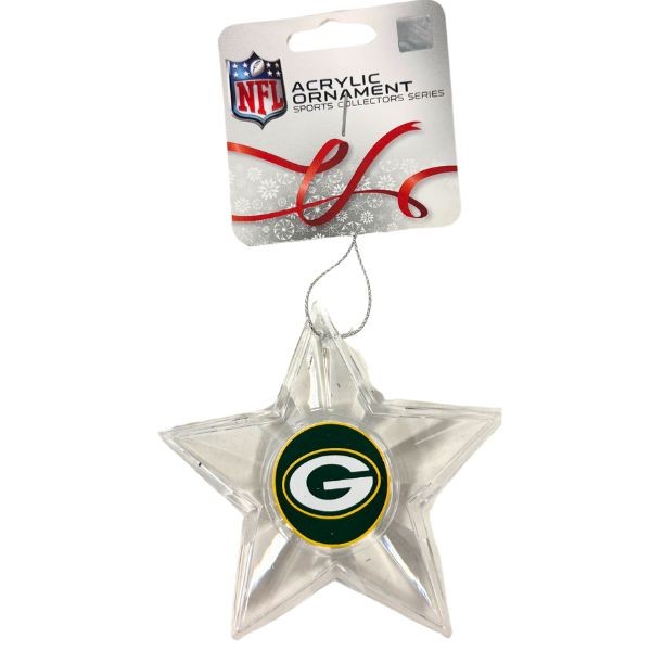 Green Bay Packers Ornaments - Acrylic Star Style - Team Ornaments - 6 For $21.00 - Wholesale Green Bay Packers Products - Packers Merchandise 2