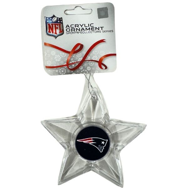 New England Patriots Ornaments - Acrylic Star Style - Team Ornaments - 6 For $21.00 - Wholesale New England Patriots - Patriots Merchandise 2