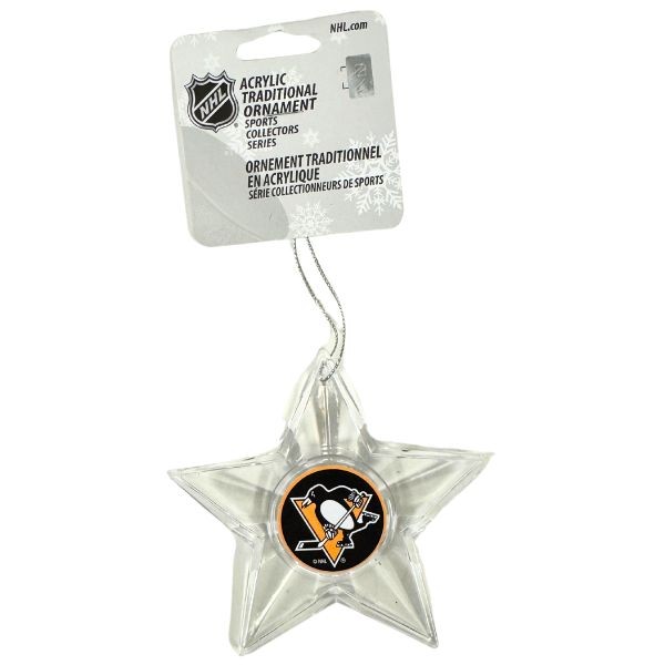 Pittsburgh Penguins Ornaments - Acrylic Star Style - Team Ornaments - 6 For $21.00 - Pittsburgh Penguins