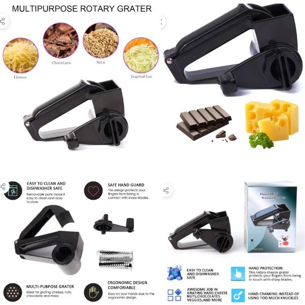 Hand Held Grater - 5" Sturdy Plastic Construction With Stainless Steel Blades - 8 For $32.00