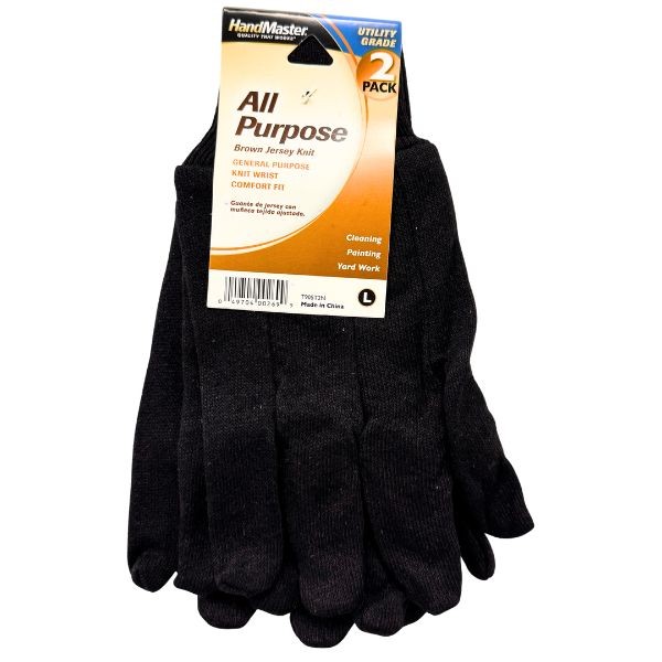 Handmaster 2Pack Gloves - Size Large - Brown Jersey All Purpose Utility Gloves - 24 Packs For $36.00 - Wholesale Apparel - Wholesale NFL Shirts - Wholesale Jerseys