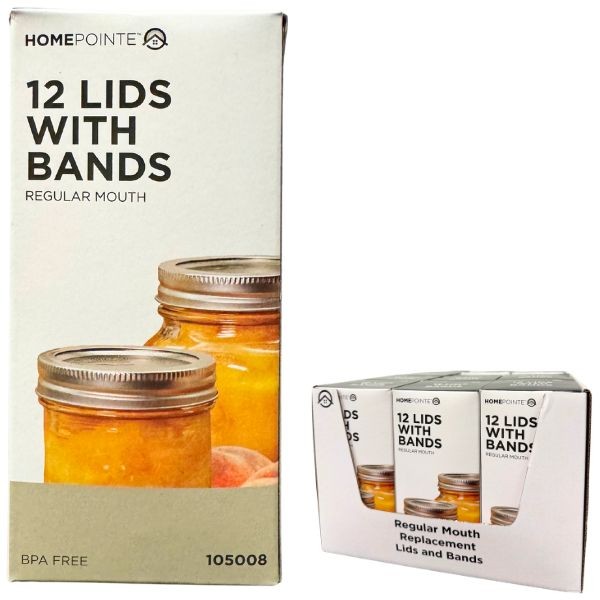 Home Pointe Canning - #105008 - 12Pack Lids With Bands - Regular Mouth - 12 Packs For $30.00