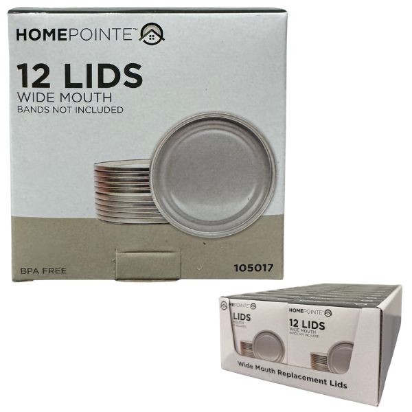 Home Pointe Canning - #105017 - 12Pack Lids  Wide Mouth Canning Lids - 24 Packs For $36.00