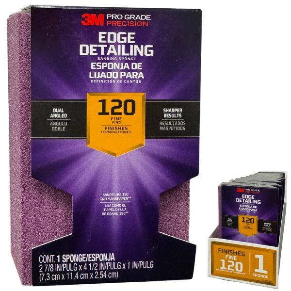 3M Sanding Sponge - #39551 - Single Pack Edge Detailing - 120 Grit - 12 For $24.00