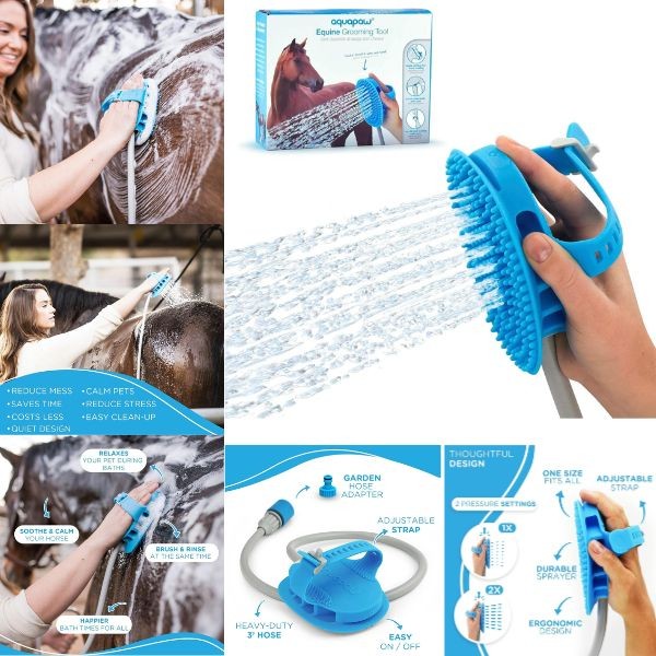 Aquapaw Equine Kit - Grooming Tool - Curry And Sprayer In One - 4 Kits For $30.00