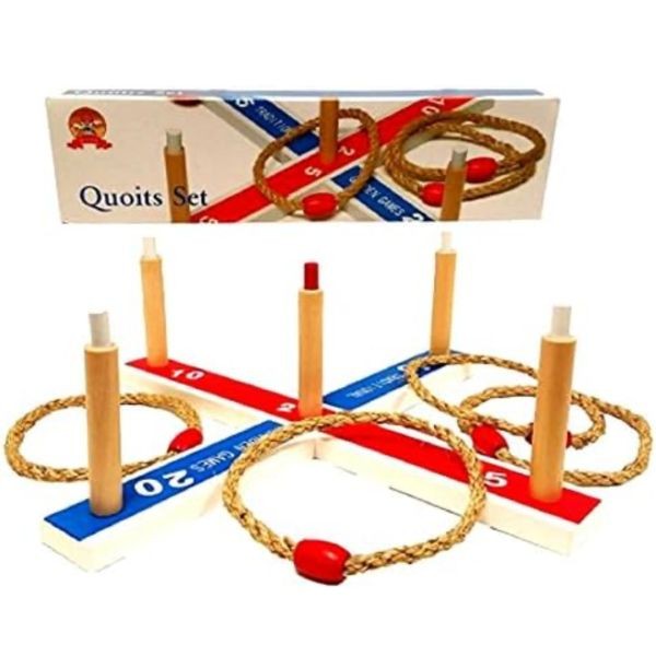 Quotis Set - Wooden Construction With Roped Rings - Barwench Games - 6 Sets For $30.00