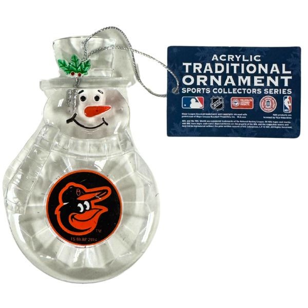 Baltimore Orioles Ornaments - Acrylic Snowman Team Spirit Ornaments - 6 For $21.00 - Wholesale Baltimore Orioles Products - Orioles Merchandise 2