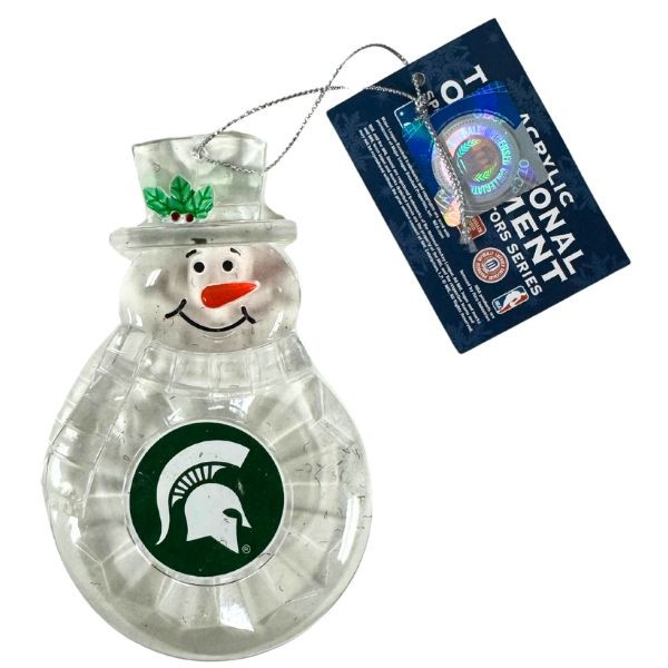 Michigan State Spartans Ornaments - Acrylic Snowman Team Spirit Ornaments - 6 For $21.00 - Michigan State
