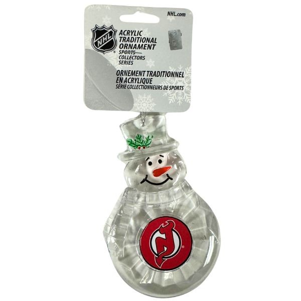 New Jersey Devils Ornaments - Acrylic Snowman Team Spirit Ornaments - 6 For $21.00 - New Jersey Devils