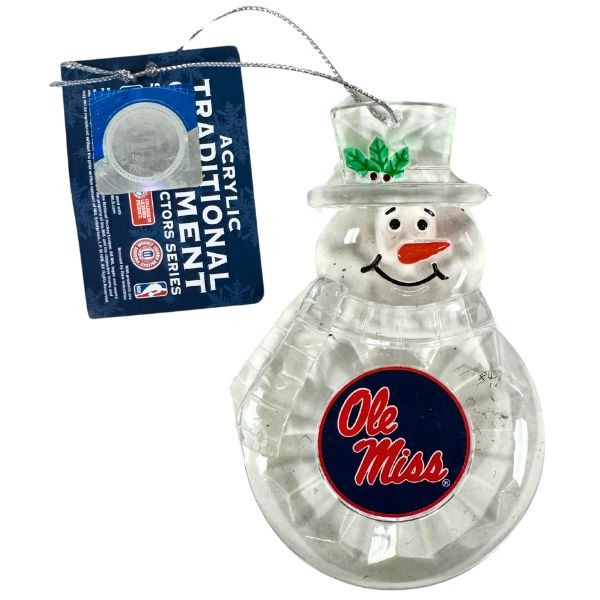 Ole Miss Ornaments - Acrylic Snowman Team Spirit Ornaments - 6 For $21.00 - Mississippi Rebels (Ole Miss)