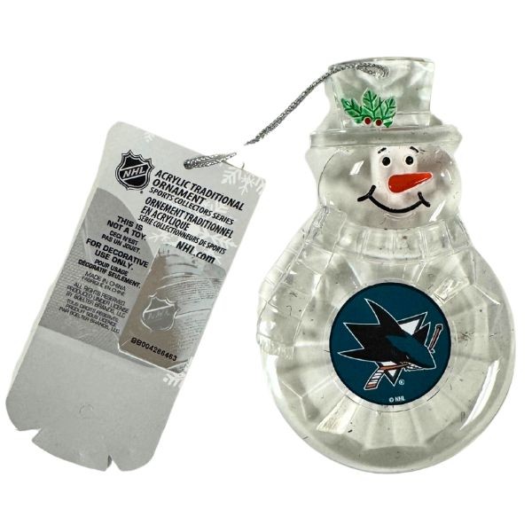 San Jose Sharks Ornaments - Acrylic Snowman Team Spirit Ornaments - 6 For $21.00 - San Jose Sharks