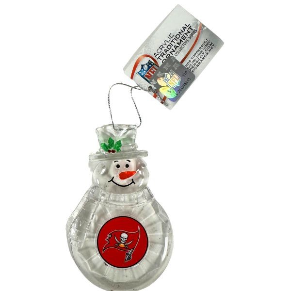 Tampa Bay Bucs Ornaments - Acrylic Snowman Team Spirit Ornaments - 6 For $21.00 - Wholesale Tampa Bay Buccaneers Products - Buccaneers Merchandise