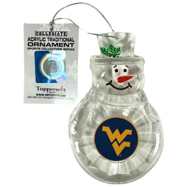 West Virginia Mountaineers Ornaments - Acrylic Snowman Team Spirit Ornaments - 6 For $21.00 - West Virginia