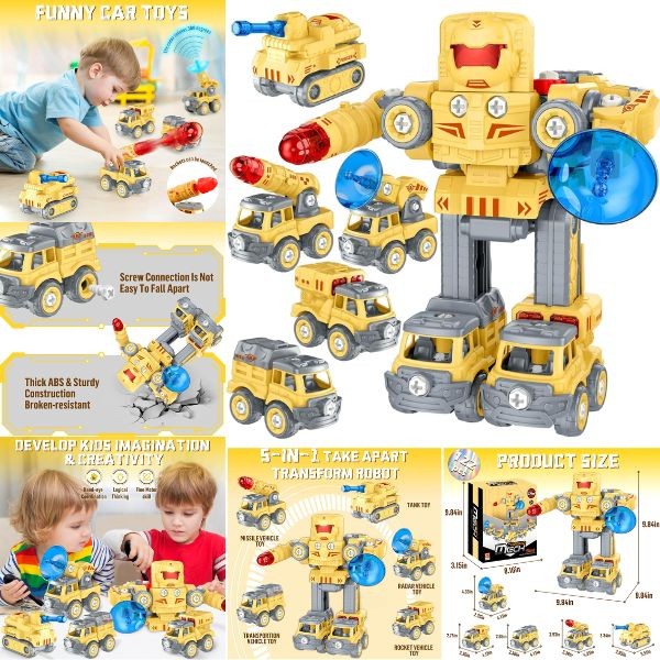 Merged Mech 5in1 Toy - #LY053B - 122PC Military Assembly Series - 4 For $30.00