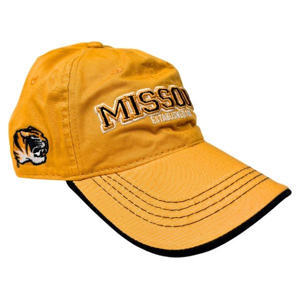 Missouri Tigers Slouch Fit Cap - Gold Embroidered Established 1839 Style - 12 For $42.00 - Missouri Tigers