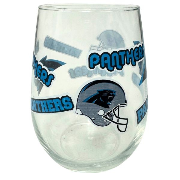 Carolina Panthers - Wine Glasses - 17OZ Digital Curve Style - Wholesale Wine - 12 For $36.00 - Wholesale Carolina Panthers Products - Carolina Football