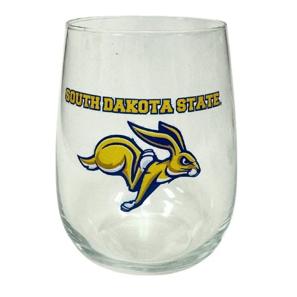 South Dakota State - Wine Glasses - 17OZ Digital Curve Style - Wholesale Wine - 12 For $36.00 - South Dakota State Jack Rabbits