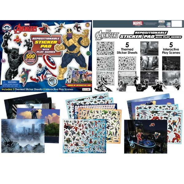 Marvel Avengers - RePositionable 500Count Sticker Pad With Play Scenes - 6 For $30.00