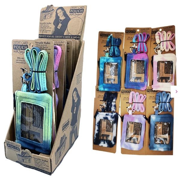 The Pouch - Versatile Wallet Soft & Durable Canvas - Colors Vary - Window Slot With Removable Lanyard Strap - 12 For $36.00