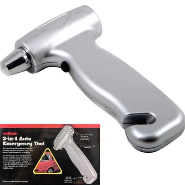 Ruff Ready Automotive Kit - The 3in1 Auto Emergency Tool - LED Flashlight, Belt Cutter and Window Hammer - 6 Kits For $30.00