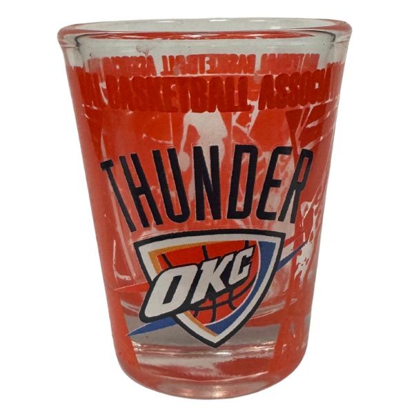 Oklahoma City Thunder Shot Glasses - 2OZ Glass Orange Graffiti Style - 12 For $30.00 - Oklahoma City Thunder
