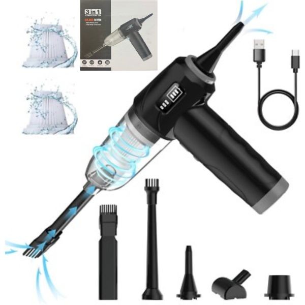The Air Duster - 3n1 Compressed Air Vacuum - LED, Multi-Use - HD LED Display - USB Charging - 4 For $34.00