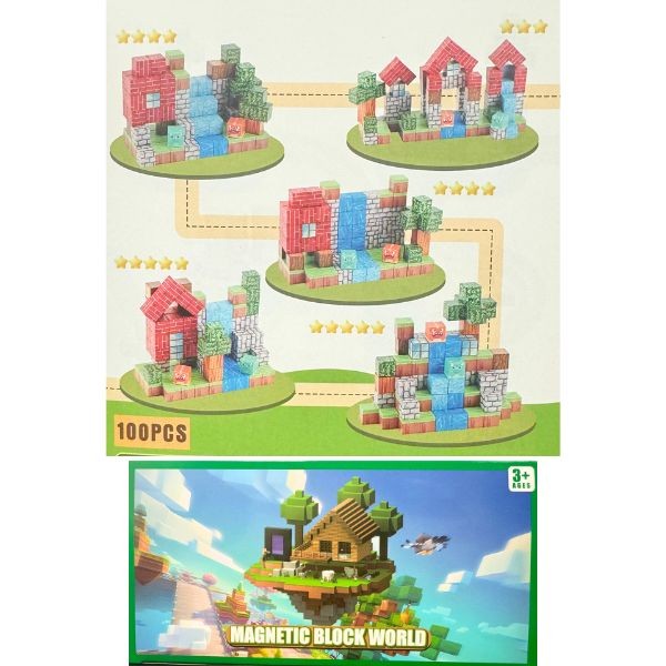 The Block World - #N888-23 - 100PC Magnetic Block STEM Building Set - 4 Sets For $34.00