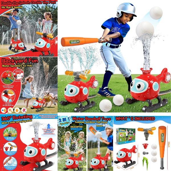 Baseball Splash - Helicopter 2n1 Sprinkler and Baseball Trainer - 4 For $30.00