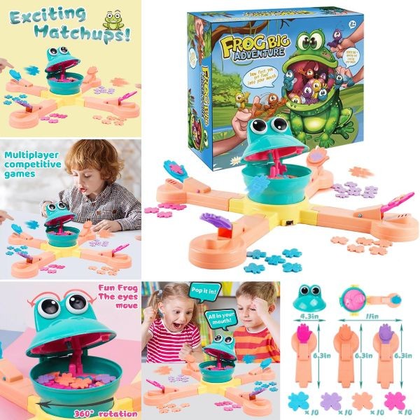 The Big Frog Adventure - How Fast Can The Food Get into The Frogs Mouth - Skill Games By CreamKids - 4 For $30.00