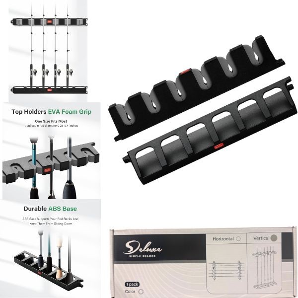 Fishing Deluxe - 1Set Pack - #VGrey.6473 - Vertical Simple Deluxe Fishing Rod Holder - 6 Packs For $30.00