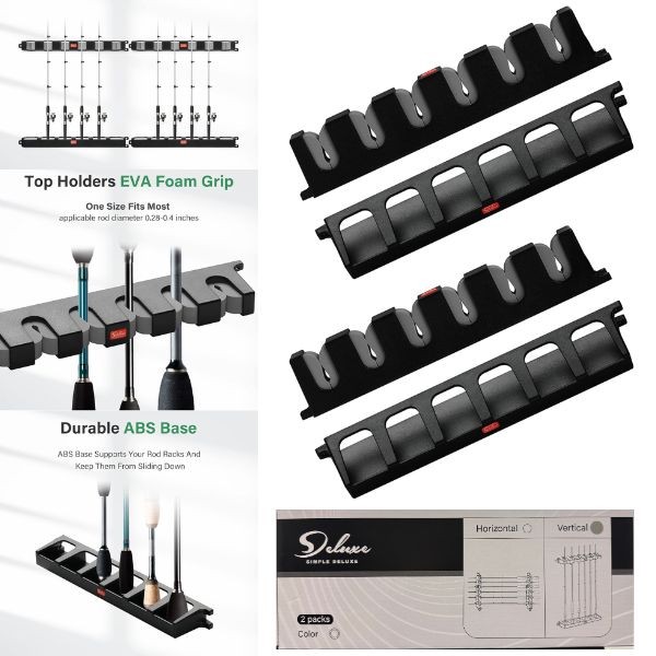 Fishing Deluxe - 2Set Pack - #VGrey.6503 - Vertical Simple Deluxe Fishing Rod Holder - 3 Packs For $25.00
