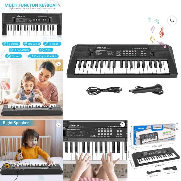 Electronic Keyboard - 37 Keys - #BF-3738.BigFun - Microphone and USB - Rhythm/Percussion Section - Record and Play - 2 For $25.00