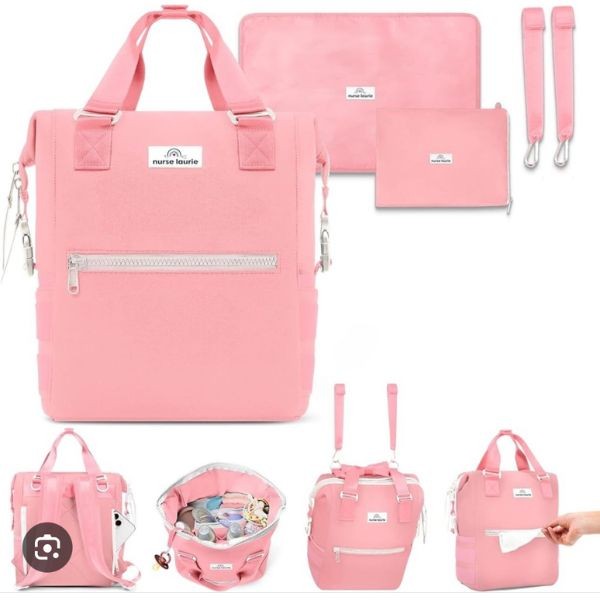 Premium Backpack Pink Neoprene Diaper Bags - #Pink Zipper Pockets, Waterproof Pocket, Internal System - 3 For $30.00