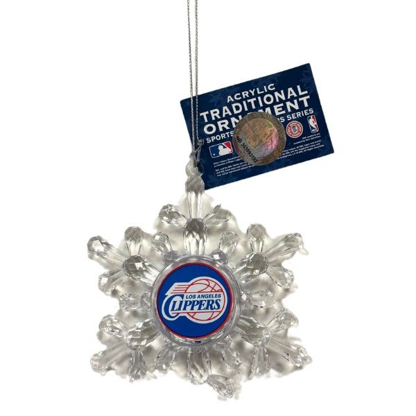 Los Angeles Clippers Ornaments - Acrylic Snowflake Style - 6 For $21.00 - Los Angeles Clippers