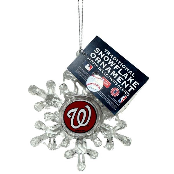 Washington Nationals Ornaments - Acrylic Snowflake Style - 6 For $21.00 - Wholesale Washington Nationals Products - Nationals Products