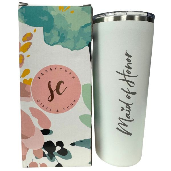 Maid Of Honor - #38282 - 22OZ Premium Stainless Steel Tumbler - Vacuum Sealed Lid - Straw Included - 6 For $30.00