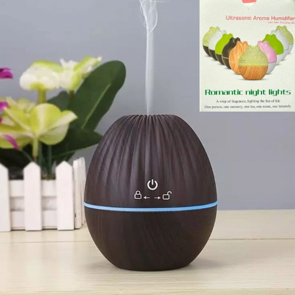 Ultrasonic Aroma Diffuser Humidifier - #H08 - Colors May Vary - Essential Oils Included - LED Light - 6 For $36.00