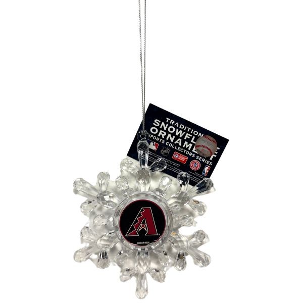 Arizona DBacks Ornaments - Acrylic Snowflake Style - 6 For $18.00 - Wholesale Arizona DBacks Products - DBacks Merchandise