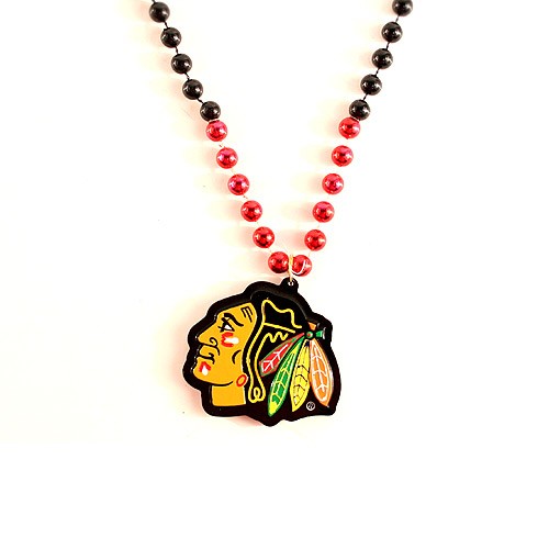 Chicago Blackhawks Beads - 22" Team Bead With Medallion - $3.50 Each - Chicago Blackhawks