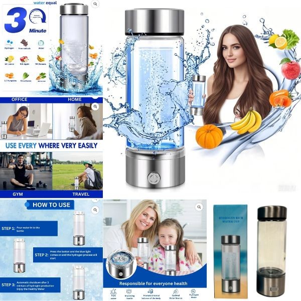 Hydrogen 17OZ Water Glass Bottle - #FadeOmbreBox - USB Charging - Create Hydrogen Rich Drinking Water - 4 For $30.00