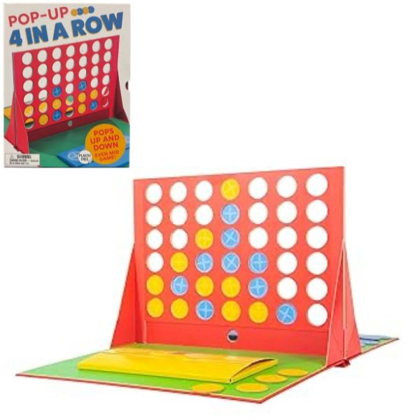 Fizz Creations - Pop-Up 4 in a Row - Open and Close In Any Position - Pause and Re-Start Your Game - Plastic Free - 6 For $30.00