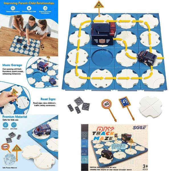 Sgile Toys - #BLUE.TC53V.BBox - DIY STEM Learning Track Maze Kit - Build Your Track - Lights, Music, Electronic - 4 For $30.00