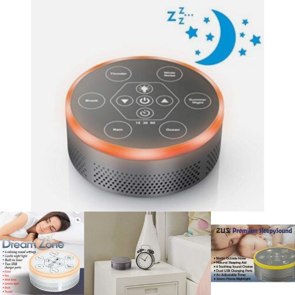 Zus Home - Premium Sleep Sound Machine - #GREY.Silver - 6Modes, Warm Light, USB Charging Ports - 4 For $30.00