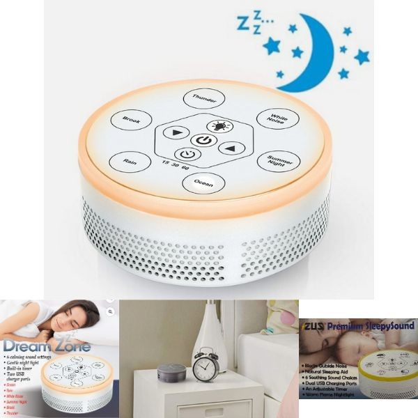 Zus Home - Premium Sleep Sound Machine - #WHITE - 6Modes, Warm Light, USB Charging Ports - 4 For $30.00